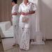 French Lace Hollow out Women's Outfit Blouse And Pants Set with Elegant Embroidery Detachable Button-Up Top And High-Waisted Trousers_ecoleips.com