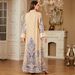 Muslim Dress Women "Elegant Middle Eastern Muslim Abaya Dress With Dubai-Inspired Floral Print – Modest Long Sleeve Robe For Women"_ecoleips.com