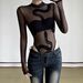 Self-designed European And American Niche Personalized Snake Print Sexy Slim-fit Sheer Basic Round-neck Long-sleeve_ecoleips.com