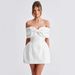 Women's Clothing Slim Jacquard Top Strap Bow Dress Short One Shoulder Dress_ecoleips.com