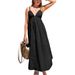 Women Holiday Casual Style Sleeveless Spaghetti Strap Deep V‑Neck High Waist Oversized Loose Dress Beach Summer Wear_ecoleips.com