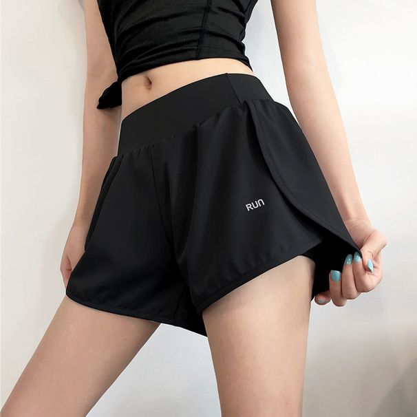New Style Of Sports Shorts, Fake Two-piece Running Shorts, Quick Drying Anti Glare Yoga Pants, Pocket Fitness Shorts For Women_ecoleips.com