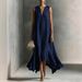 Women's Deep V Neck Sleeveless Asymmetrical Hem Midi Dress – Slim Fit Elegant Summer Gown 2026_ecoleips.com