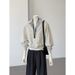 two-piece Polo Collar Gray Sweatshirt For Women, 2025 New Korean Style Early Autumn Design, Niche And High-end Top_ecoleips.com