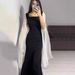 Modest Abaya Dress Women's Batwing Sleeve Dress Hepburn Style Patchwork Slim Waist Elegant Black White Autumn Dress_ecoleips.com