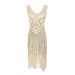 Women's Clothing Sequined Tassel Dress Beaded Tassel Dress Banquet Ball Party Mini Dress_ecoleips.com