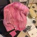Soft Pink Checkered Knit Cardigan For Women - Cozy Short Sleeve Open Front Sweater, Lightweight & Stylish_ecoleips.com