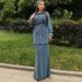 Women's Stylish Long Sleeve Polo Collar Denim Dress with Belt Comfortable Casual Office Wear_ecoleips.com