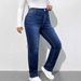 Women's Clothing Dark Blue Stretch Denim Straight Leg Cigarette Pants For Women European American Style_ecoleips.com