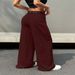 2027 Summer Fashion High-Waisted Wide-Leg Trousers Women Polyester Pure Color A-Line Straight Type Casual Pants S-5XL_ecoleips.com