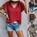 Women's Clothing Summer Casual Ethnic Style Printed V-Neck Short Sleeve Loose Shirt Women's Top New_ecoleips.com