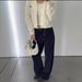 CE Corduroy Navy Blue Women's Jeans High Waist Fashionable Loose Slimming Wide Straight Pants 2026 Spring New Style_ecoleips.com