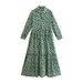 Modest Abaya Dress/Muslim Dress Women Bohemian Geometric Print Button-Down Maxi Dress – Vintage-Inspired Loose Fit Long Sleeve Dress_ecoleips.com