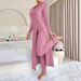 Spring Style Women's round Neck Split Long Sleeve Two Piece Set Regular Fit for Spring/Autumn Summer_ecoleips.com