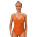 Women's Clothing Solid Color V Neck One Piece Women's Swimsuit Backless Triangle Tight Swimsuit_ecoleips.com