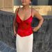 Women's Clothing Niche Retro Print Contrast Color Sexy Mesh Splicing Sexy Hot Girl Slim Camisole Vest_ecoleips.com