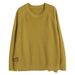 Plus Size Artistic Round Neck Pullover Sweater For Women, Autumn Winter Knitted Top, Loose Fit, Belly Covering Base_ecoleips.com