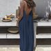 Women's New Style Long Dress American Temperament Backless Loose Fit Solid Color Ladies' Suspender Dress_ecoleips.com