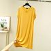 Aria Basics Aria Basics Short-sleeved Women's Pajamas V-neck Loose European American Style Nightgown Spring And Summer Mid-length Plus Size Base_ecoleips.com