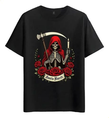 Women's T-Shirts Tshirt Muscle Freaks Santa Muerte Loose Gothic Style Y_ecoleips.com