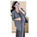 Autumn New Korean Fashion Striped Shirt + Pure Cotton Dress Two-Piece Maternity Set_ecoleips.com