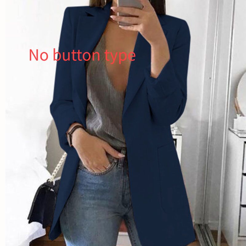 Women's Clothing New Solid Color Fashion Casual Suit Collar Slim Cardigan Temperament Single Button Suit Jacket For Women_ecoleips.com