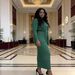 Women's Fashionable Two Piece Dress Set New Style Hot Stamped Pleated Suit_ecoleips.com