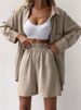 Women's Clothing Spring Solid Color Single Breasted Long Sleeved Shirt Loose Fashion Casual Shorts Suit_ecoleips.com