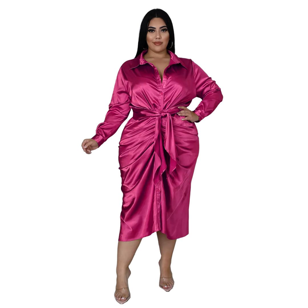 Women's Clothing Nightclub Clothes Reflective Silk Pleated Strap Shirt Dress_ecoleips.com