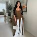 Women's Clothing Sexy Hollow Wide Leg Knitted Sling Stitching Contrast Color Jumpsuit_ecoleips.com