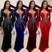 legant Long Sleeve Bodycon Dress With Rhinestone Details - Stretchy Velvet Party Dress For Women, Slim Fit Evening Gown In Black/Burgundy/Navy_ecoleips.com