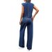 Washed Denim Button-Down Shirt & Straight-Leg Pants Set For Women – Comfortable & Stylish Two-Piece Outfit_ecoleips.com