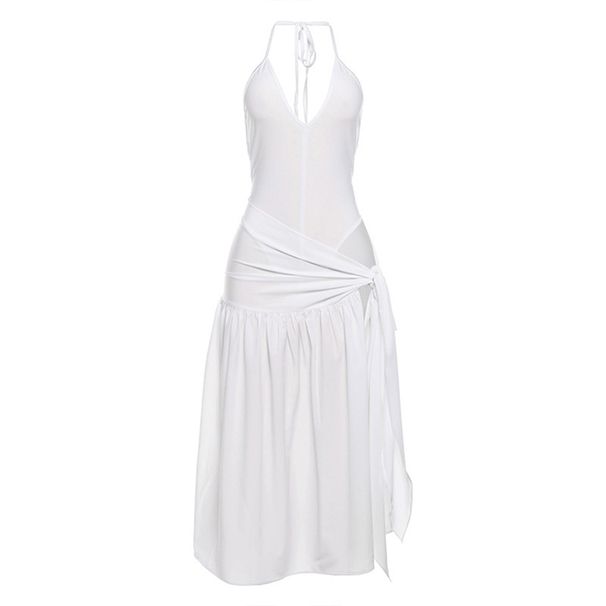 Women's 2 Piece Sexy Halter Backless Lace Up Bodysuit And Midi Skirt Set – Casual Resort Outfit 2026_ecoleips.com