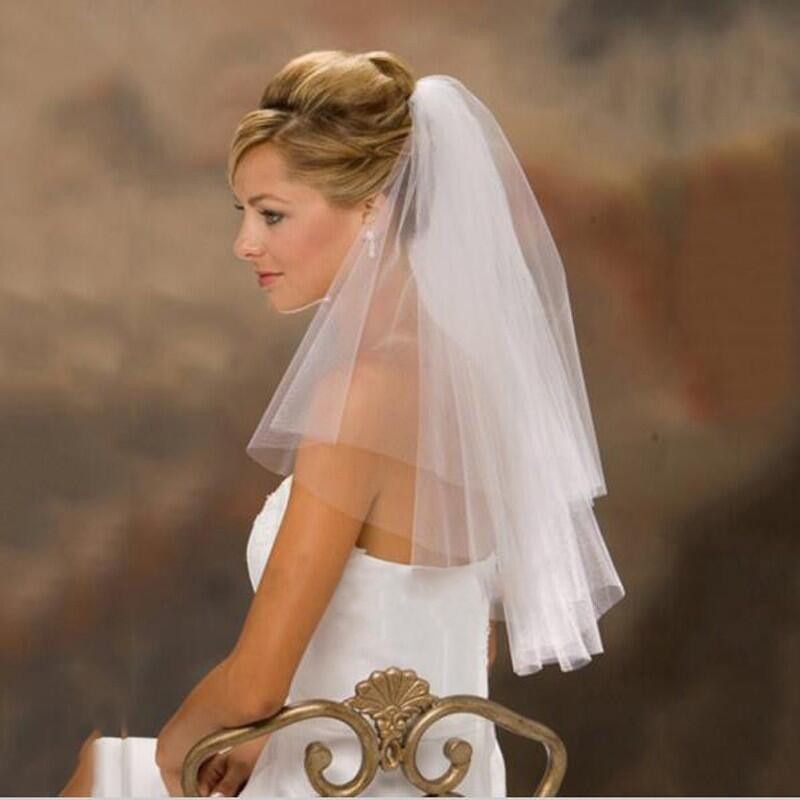 Bridal Veil With Metal Comb – Double-Layer Short Wedding Veil For Boho & Classic Brides (60-80cm, 2 Colors)_ecoleips.com