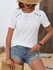 Women's Summer Elegant Solid T Shirt Casual Office Lady O Neck Shirt Button Fashion Female Tops_ecoleips.com