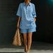 Women's Clothing Cotton Linen Button Down Shirt And Shorts Set Casual Loose Two-Piece Spring Summer Store New_ecoleips.com