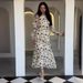2024 New Gentle Style Floral For Women On Europe And America, Round Neck Long Sleeve Ruffle Dress_ecoleips.com