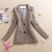Trendy Two-Button Blazer For Women - Slim Fit Short V-Neck Casual Jacket In Grey/Khaki (Sizes M-XXXL)_ecoleips.com
