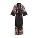 Aria Basics New European American Style Satin Plus-size Pajamas For Women, Spring And Autumn Thin Yao Ting Long-sleeved Long Robe_ecoleips.com
