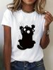 Girls Funny Climb Cute Cat Design Print T-shirt Short Sleeve Crew Neck Casual All Season Women's Clothing Top Tee_ecoleips.com