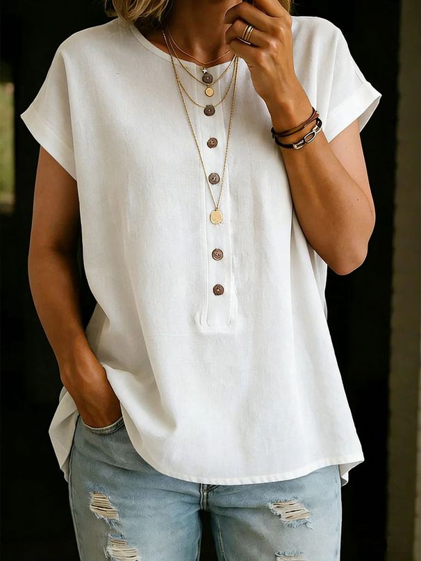 2026 Spring/Summer Foreign Trade Women's Clothing Wish Cross-Border New Product Solid Color Twist Button Fashion_ecoleips.com