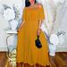 C8514 Foreign Trade 2023 New Cross-Border Women's Fashion Sexy Off-Shoulder Pleated European And American Style Dress_ecoleips.com