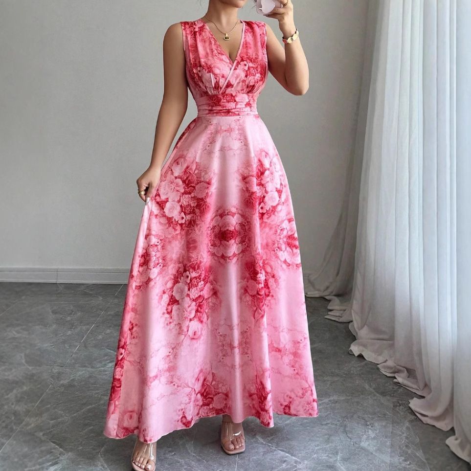 Bohemian Beach Maxi Dress – Floral Print, Wrap Waist & Lightweight Polyester For Summer Vacations & Boho Chic Style_ecoleips.com
