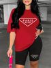 Summer Women's Casual And Fashionable Paris Pattern Print Loose T-shirt+shorts Two-piece Sportswear Suitable For Daily Wear-93_ecoleips.com