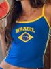 Brazilian Flag Print Camisole Royal Blue Sleeveless Top for Women Breathable Stylish for World Cup Summer_ecoleips.com