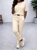 Women's Solid Color T-Shirt And Elastic Waist Pants Two Piece Set Simple Label Spring Summer Casual Comfortable Clothing_ecoleips.com