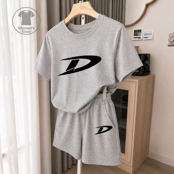 Women's Fashionable Casual Sportswear Set Summer Unisex Versatile T-Shirt Shorts Couple Outfit_ecoleips.com