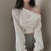 American-style Spicy Girl Waist-cinching Off-shoulder Sweatshirt For Women, Spring And Autumn Thin Korean Version Loose_ecoleips.com