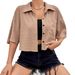 All Colors Sizes Available, 2026 New Cross-border European And American Women's Fashion Shirt, Solid Color Button Pocket_ecoleips.com