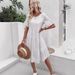 2025 European And American Fashion New Hot-Selling Solid Color Cotton Embroidered Lace Hollow Out Dress_ecoleips.com